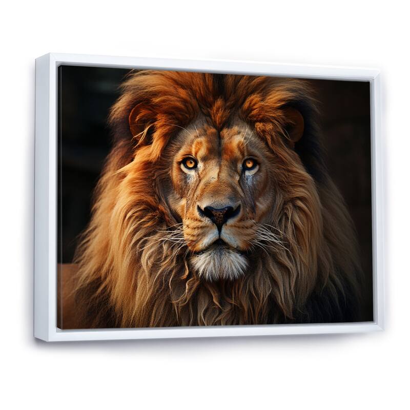Designart "Lion Portrait" Animals Framed Canvas Prints Bed Bath
